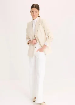 bonprix Blazer|Bekleidung·Basics^Blazer mit Lyocell im Crinklelook naturbeige