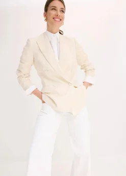 bonprix Blazer|Bekleidung·Basics^Blazer mit Lyocell im Crinklelook naturbeige
