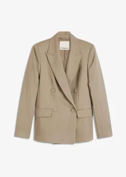 bonprix Bekleidung·Basics|Blazer^Blazer mit Lyocell im Crinklelook helloliv