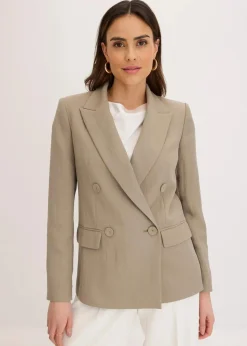 bonprix Bekleidung·Basics|Blazer^Blazer mit Lyocell im Crinklelook helloliv
