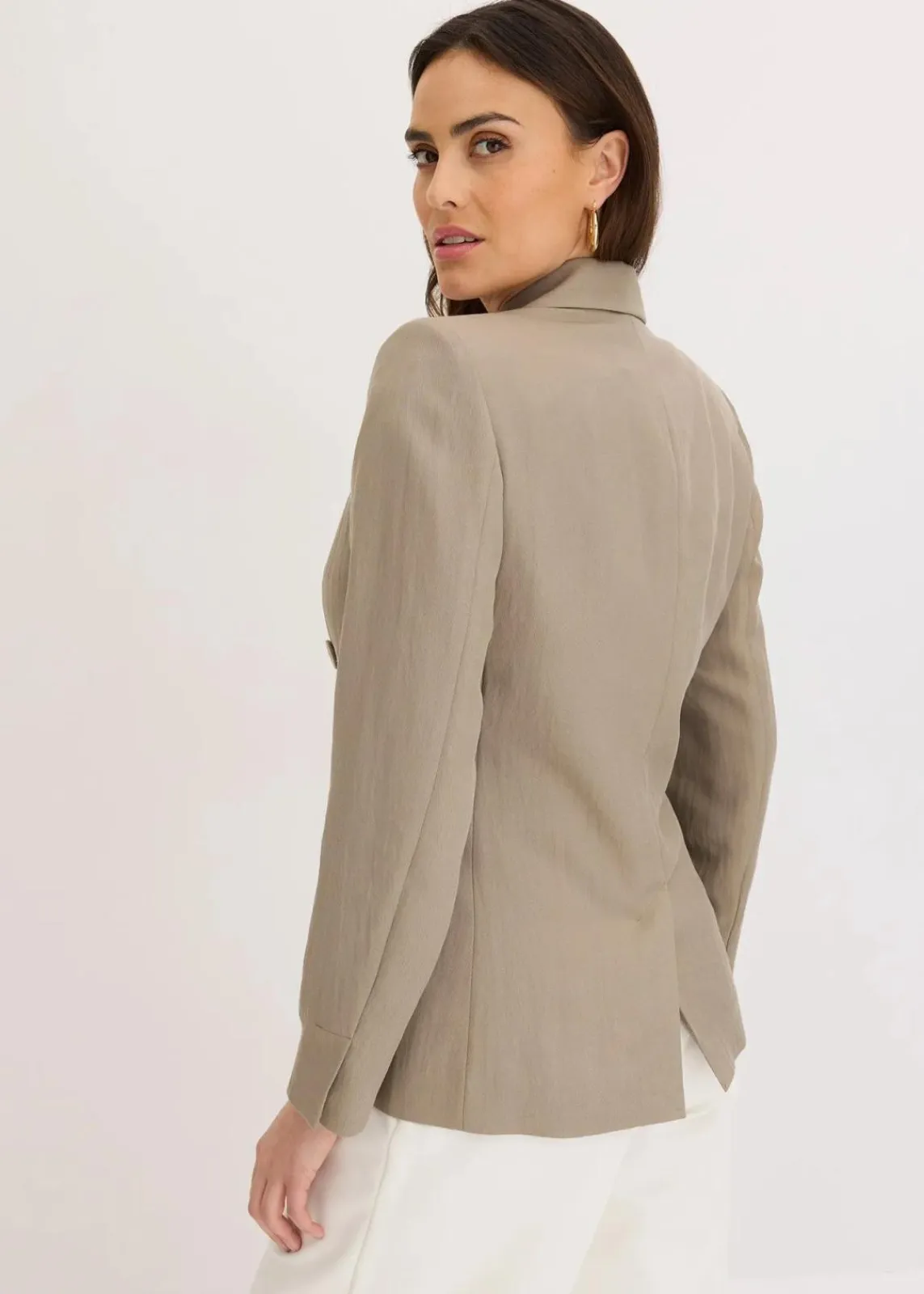 bonprix Bekleidung·Basics|Blazer^Blazer mit Lyocell im Crinklelook helloliv