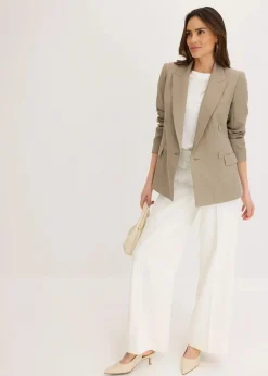 bonprix Bekleidung·Basics|Blazer^Blazer mit Lyocell im Crinklelook helloliv