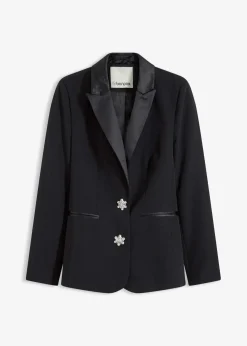 bonprix Bekleidung·Basics|Festliche Mode^Blazer mit Schmuckknöpfen schwarz