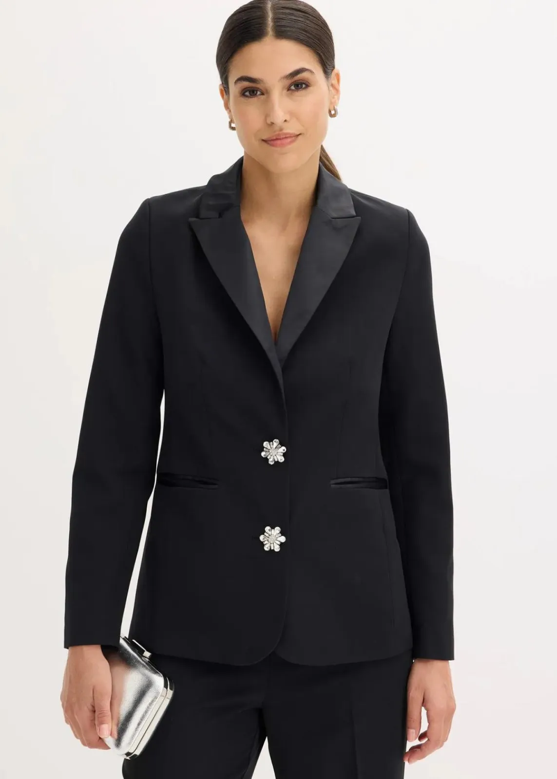 bonprix Bekleidung·Basics|Festliche Mode^Blazer mit Schmuckknöpfen schwarz