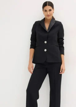 bonprix Bekleidung·Basics|Festliche Mode^Blazer mit Schmuckknöpfen schwarz