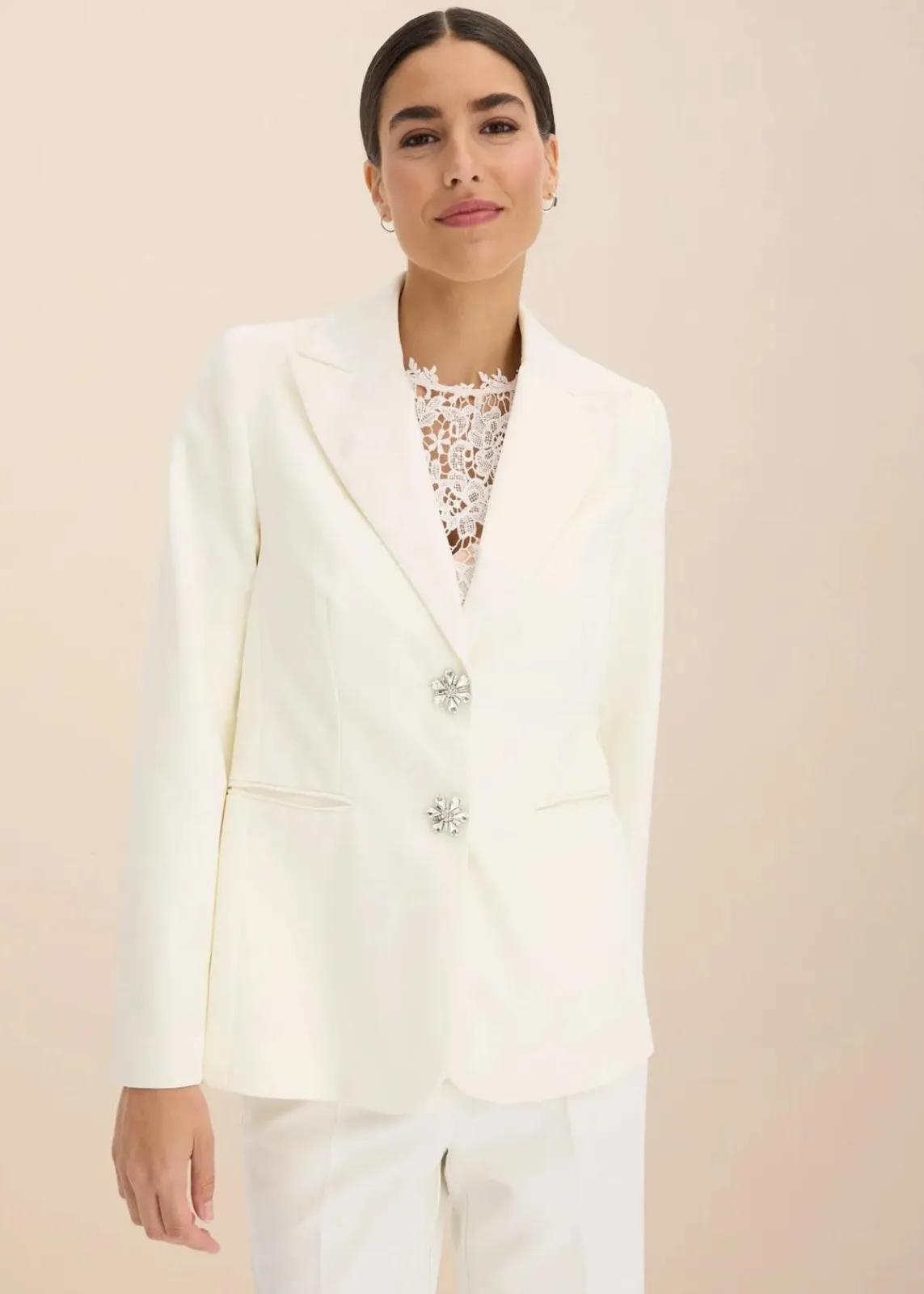 bonprix Blazer^Blazer mit Schmuckknöpfen wollweiß