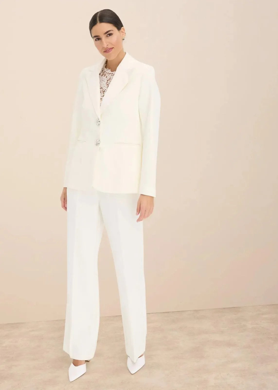 bonprix Blazer^Blazer mit Schmuckknöpfen wollweiß
