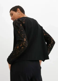 bonprix Bekleidung·Basics|Festliche Mode^Blazer mit Spitzenärmeln schwarz