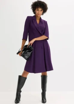 bonprix Kleider|Bekleidung·Pullover & Strickjacken^Blazerkleid mit ausgestelltem Rockteil dunkellila