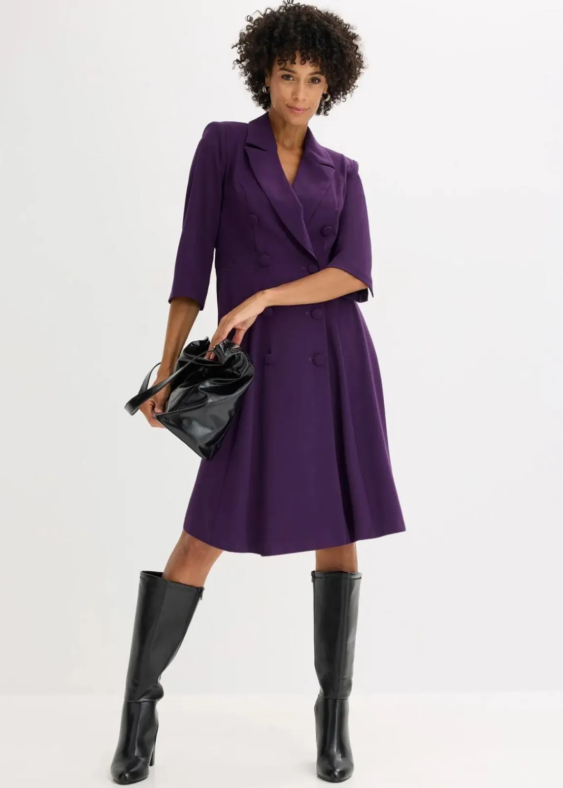 bonprix Kleider|Bekleidung·Pullover & Strickjacken^Blazerkleid mit ausgestelltem Rockteil dunkellila
