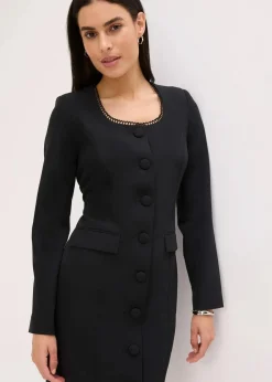 bonprix Bekleidung·Pullover & Strickjacken|Kleider^Blazerkleid mit Spitzenkante schwarz