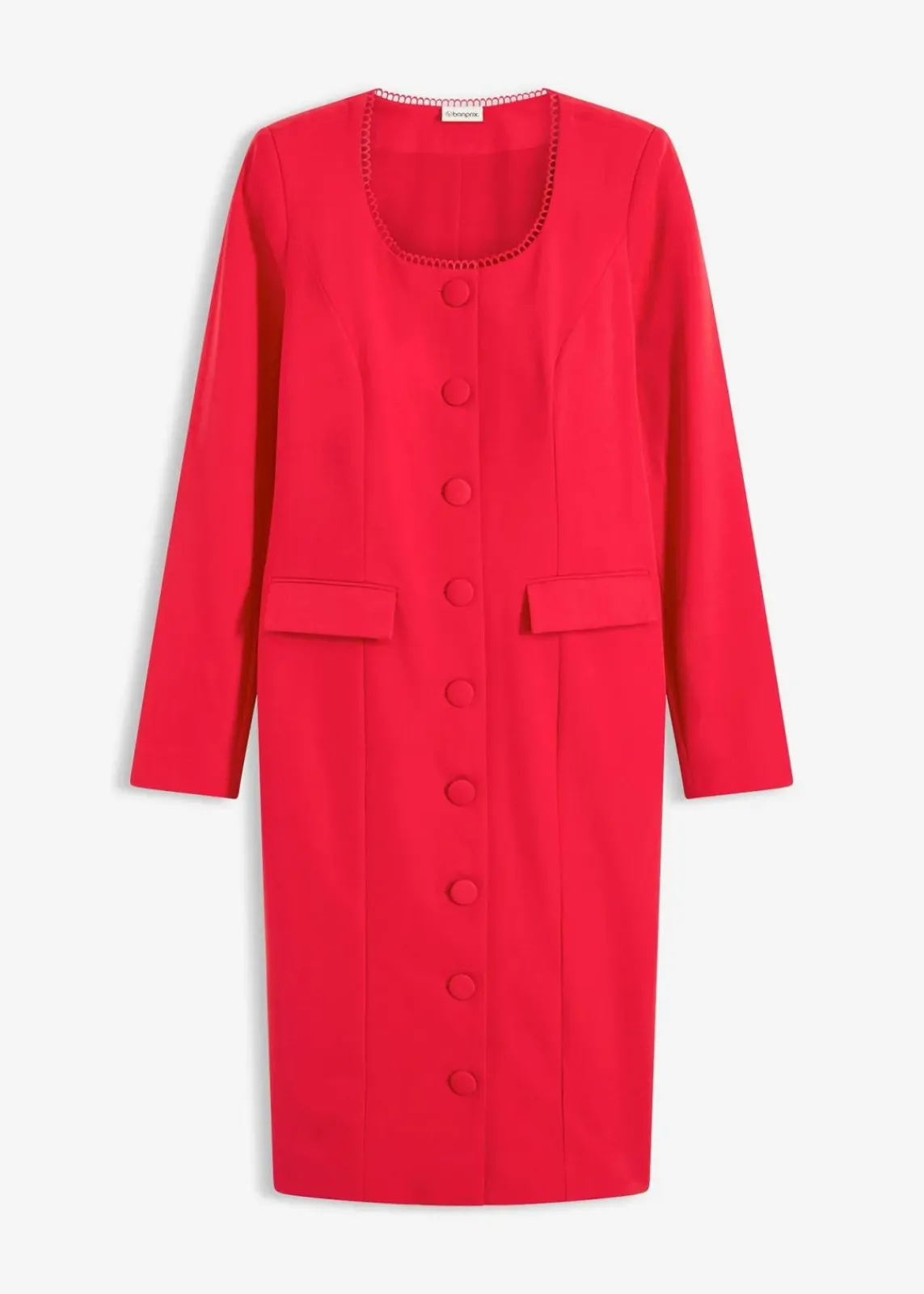 bonprix Kleider|Bekleidung·Pullover & Strickjacken^Blazerkleid mit Spitzenkante rot