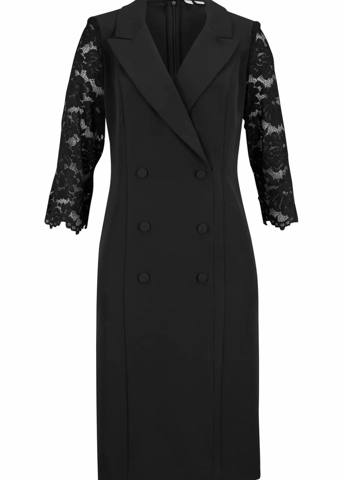 bonprix Bekleidung·Pullover & Strickjacken|Kleider^Blazer-Kleid mit Spitzenärmeln schwarz