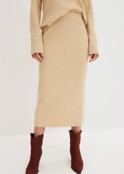 bonprix Bekleidung·Sportbekleidung|Nachhaltigere Materialien^Bleistiftrock latte macchiato meliert