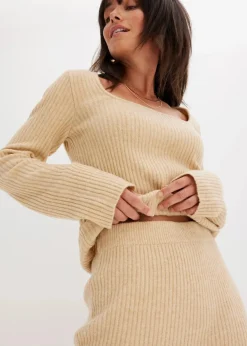 bonprix Bekleidung·Sportbekleidung|Nachhaltigere Materialien^Bleistiftrock latte macchiato meliert