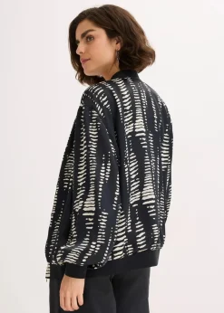 bonprix Bekleidung·Hosen|Jacken & Mäntel^Blouson aus fließendem Satin schwarz/sand bedruckt