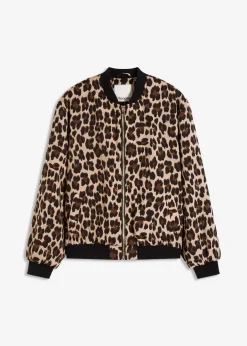 bonprix Bekleidung·Hosen|Jacken & Mäntel^Blouson aus fließendem Satin braun leo bedruckt