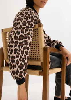 bonprix Bekleidung·Hosen|Jacken & Mäntel^Blouson aus fließendem Satin braun leo bedruckt