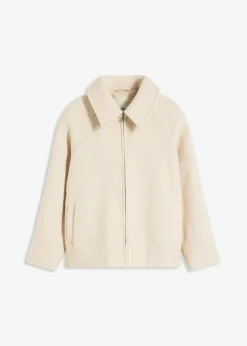 bonprix Bekleidung·Hosen|Jacken & Mäntel^Blouson aus softem Bouclé kieselbeige