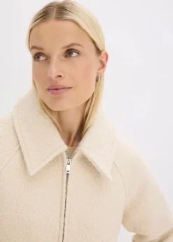 bonprix Bekleidung·Hosen|Jacken & Mäntel^Blouson aus softem Bouclé kieselbeige