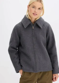 bonprix Jacken & Mäntel|Bekleidung·Hosen^Blouson aus softem Bouclé schiefergrau