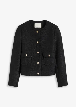 bonprix Bekleidung·Hosen|Jacken & Mäntel^Blouson aus softem Bouclégarn schwarz