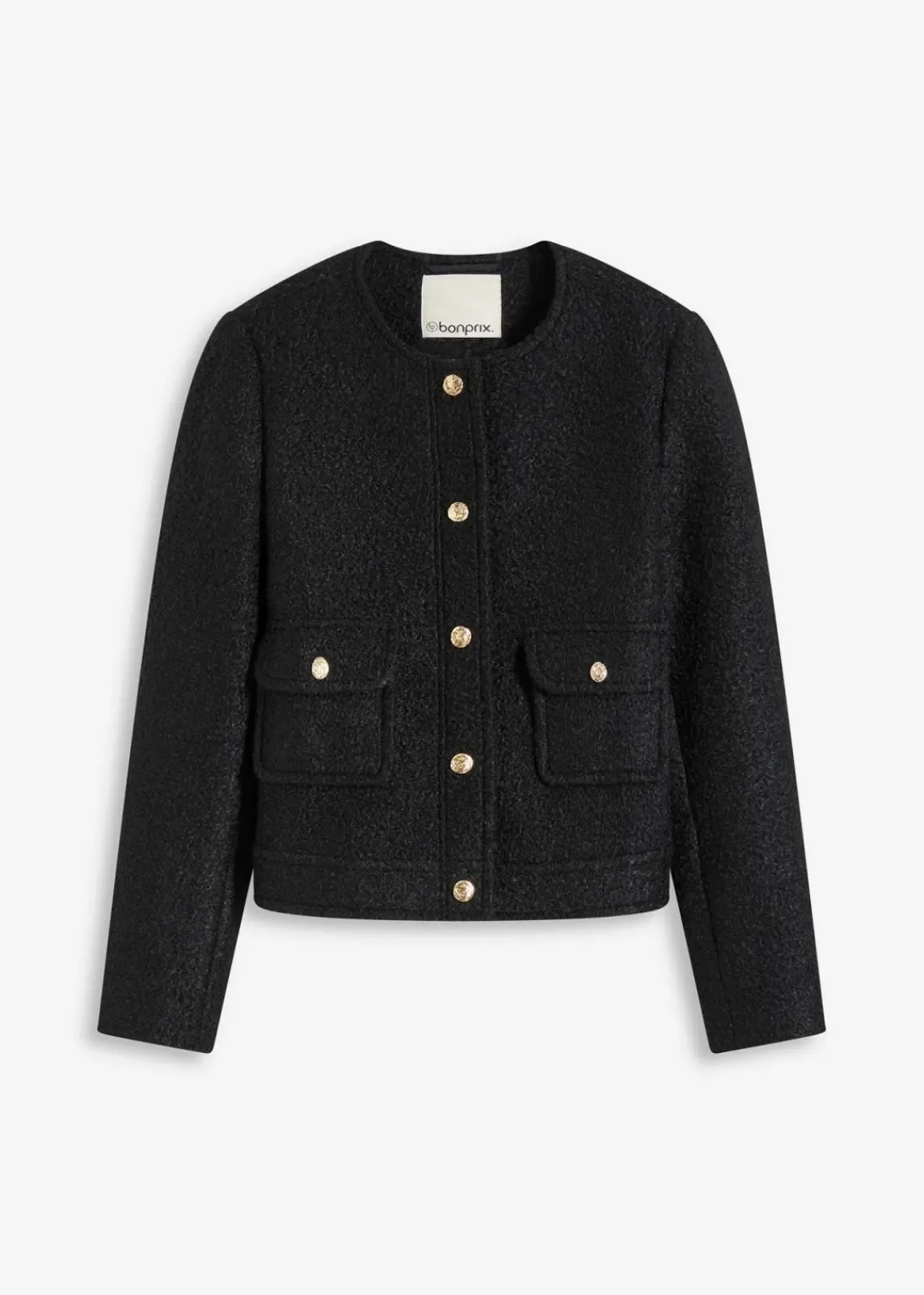 bonprix Bekleidung·Hosen|Jacken & Mäntel^Blouson aus softem Bouclégarn schwarz