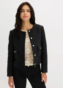 bonprix Bekleidung·Hosen|Jacken & Mäntel^Blouson aus softem Bouclégarn schwarz