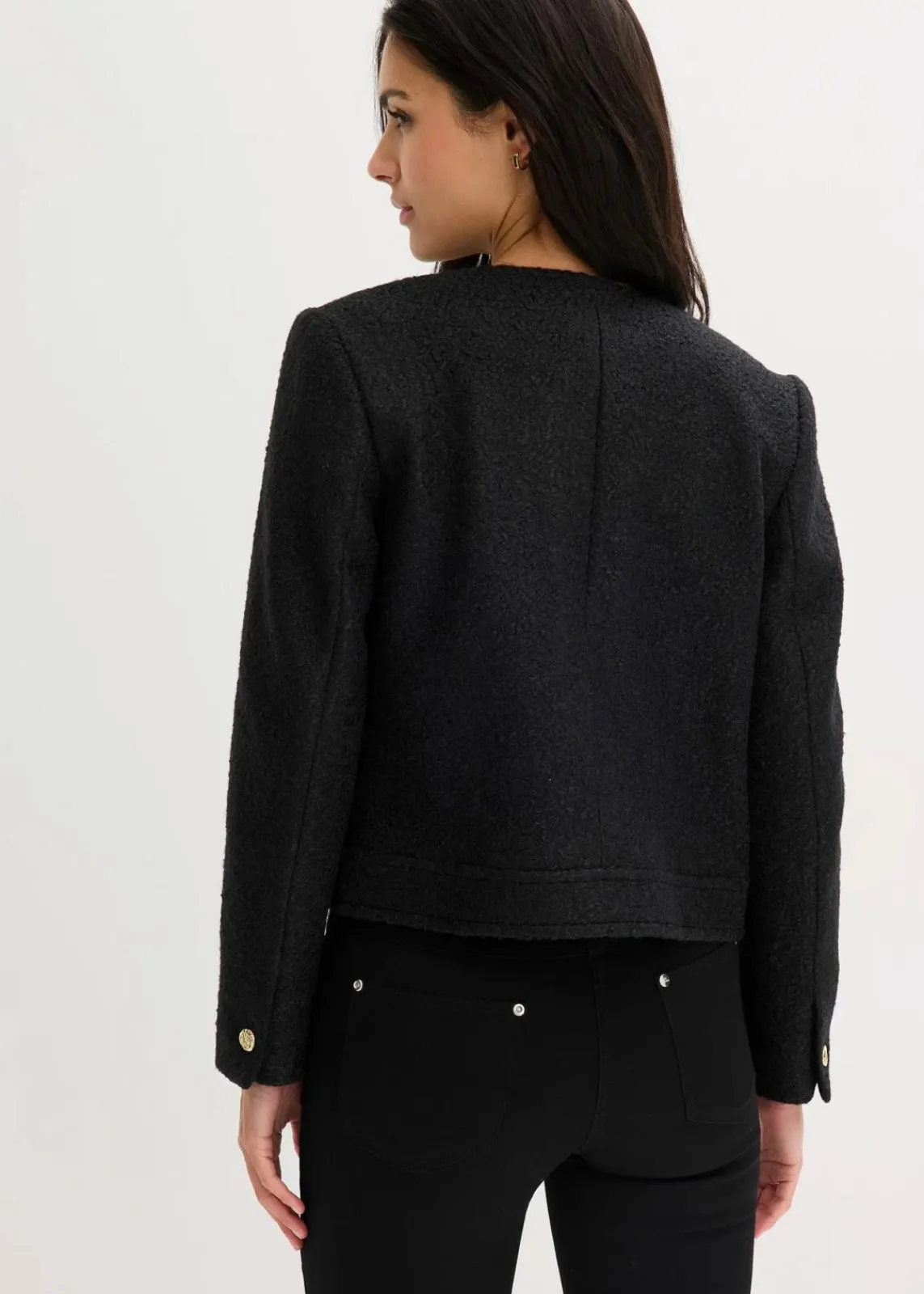 bonprix Bekleidung·Hosen|Jacken & Mäntel^Blouson aus softem Bouclégarn schwarz