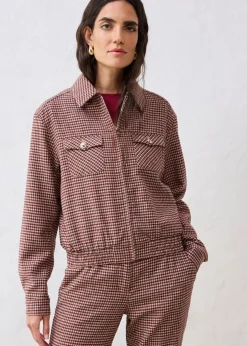 bonprix Bekleidung·Hosen|Jacken & Mäntel^Blouson aus weichem Woll-MIx mattcamel/dunkelblau kariert
