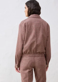 bonprix Bekleidung·Hosen|Jacken & Mäntel^Blouson aus weichem Woll-MIx mattcamel/dunkelblau kariert