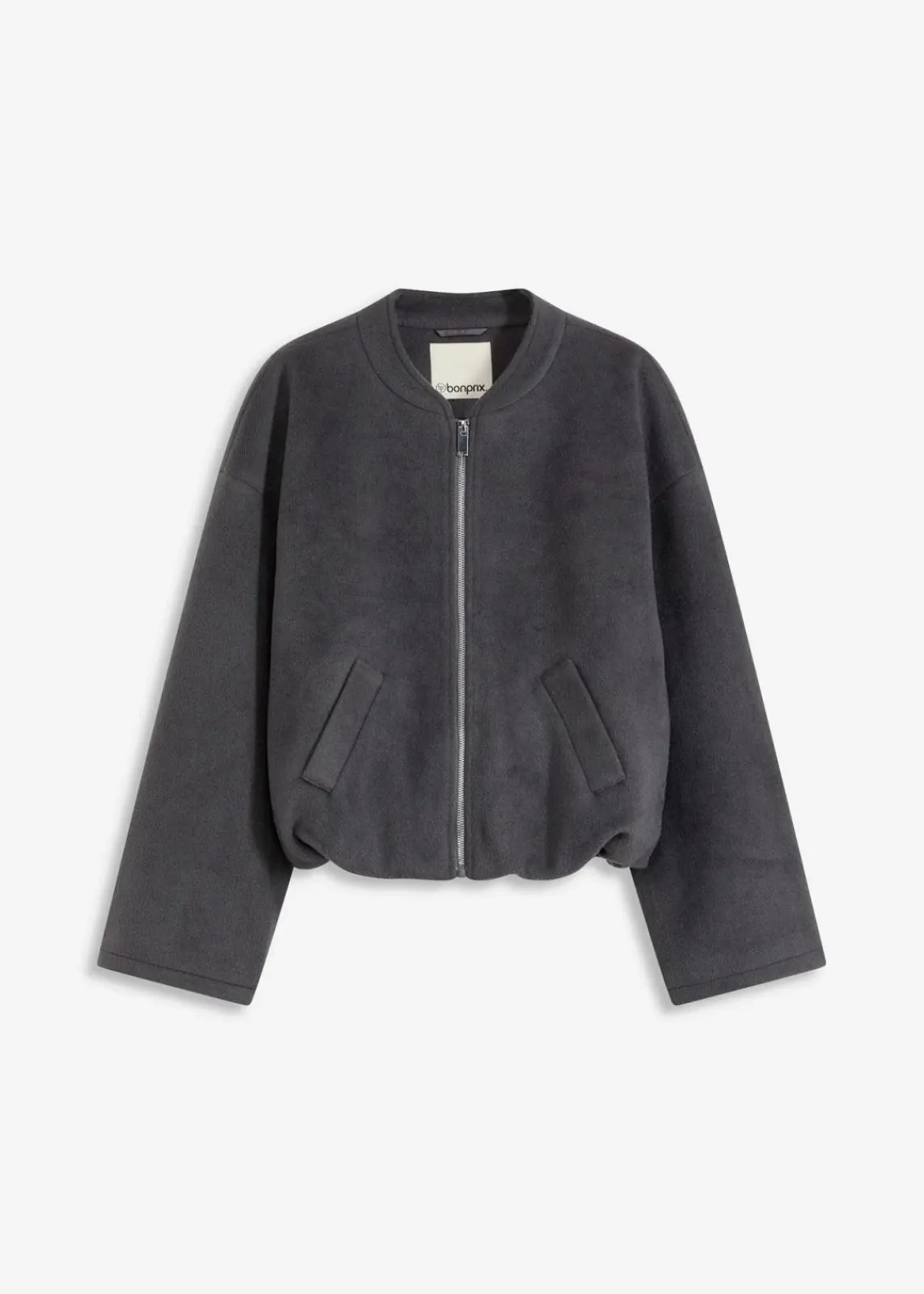 bonprix Bekleidung·Hosen|Jacken & Mäntel^Blouson mit Ballonsaum schiefergrau meliert