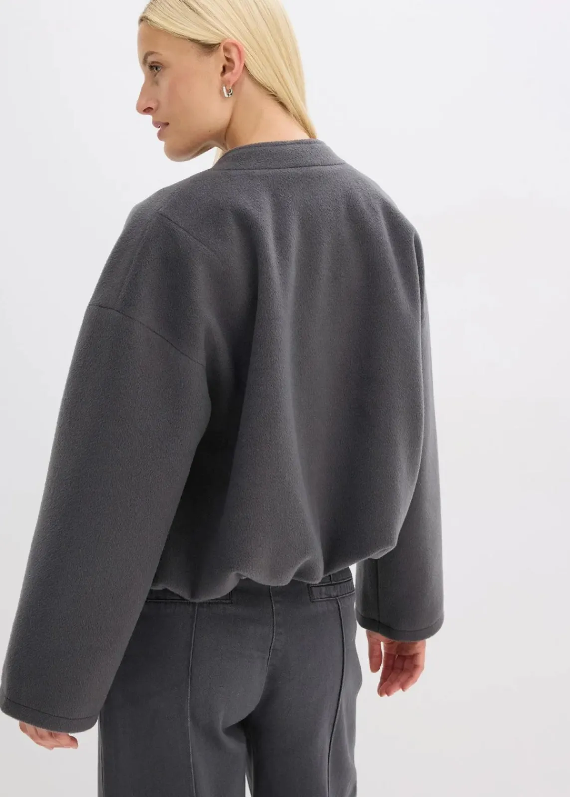 bonprix Bekleidung·Hosen|Jacken & Mäntel^Blouson mit Ballonsaum schiefergrau meliert