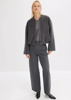 bonprix Bekleidung·Hosen|Jacken & Mäntel^Blouson mit Ballonsaum schiefergrau meliert