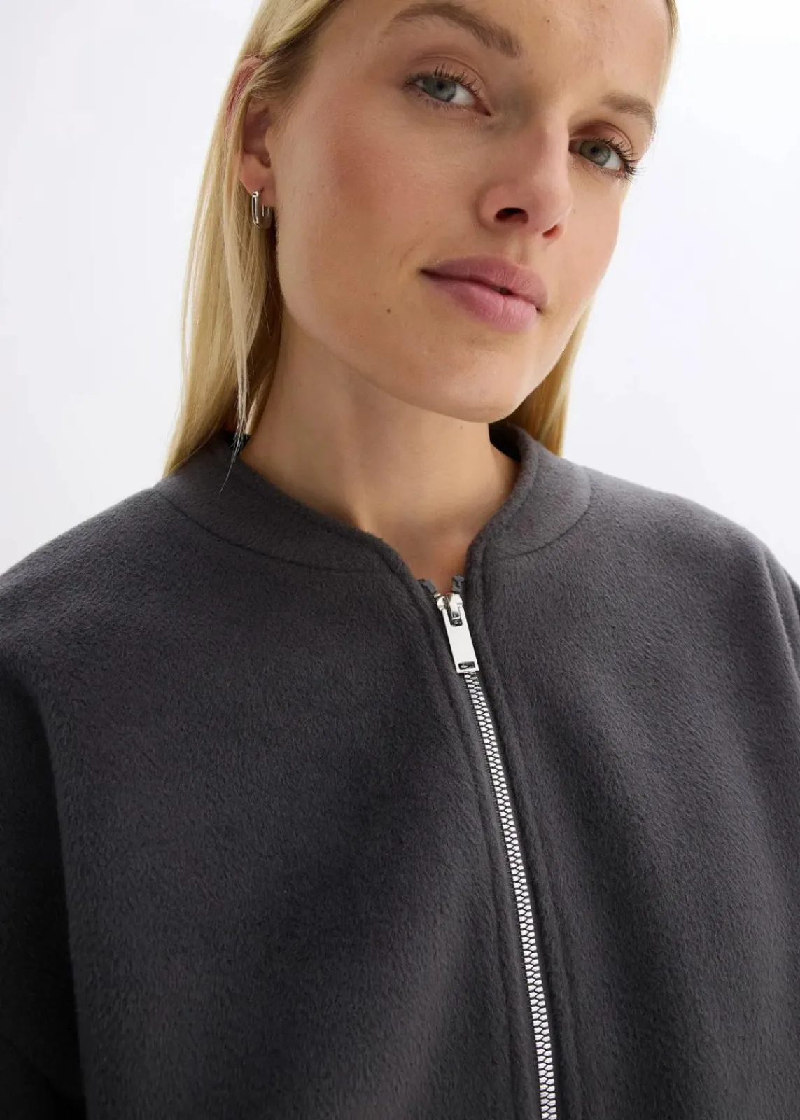 bonprix Bekleidung·Hosen|Jacken & Mäntel^Blouson mit Ballonsaum schiefergrau meliert