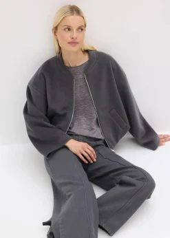 bonprix Bekleidung·Hosen|Jacken & Mäntel^Blouson mit Ballonsaum schiefergrau meliert