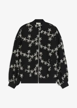 bonprix Bekleidung·Hosen|Jacken & Mäntel^Blouson mit Stickerei schwarz geblümt