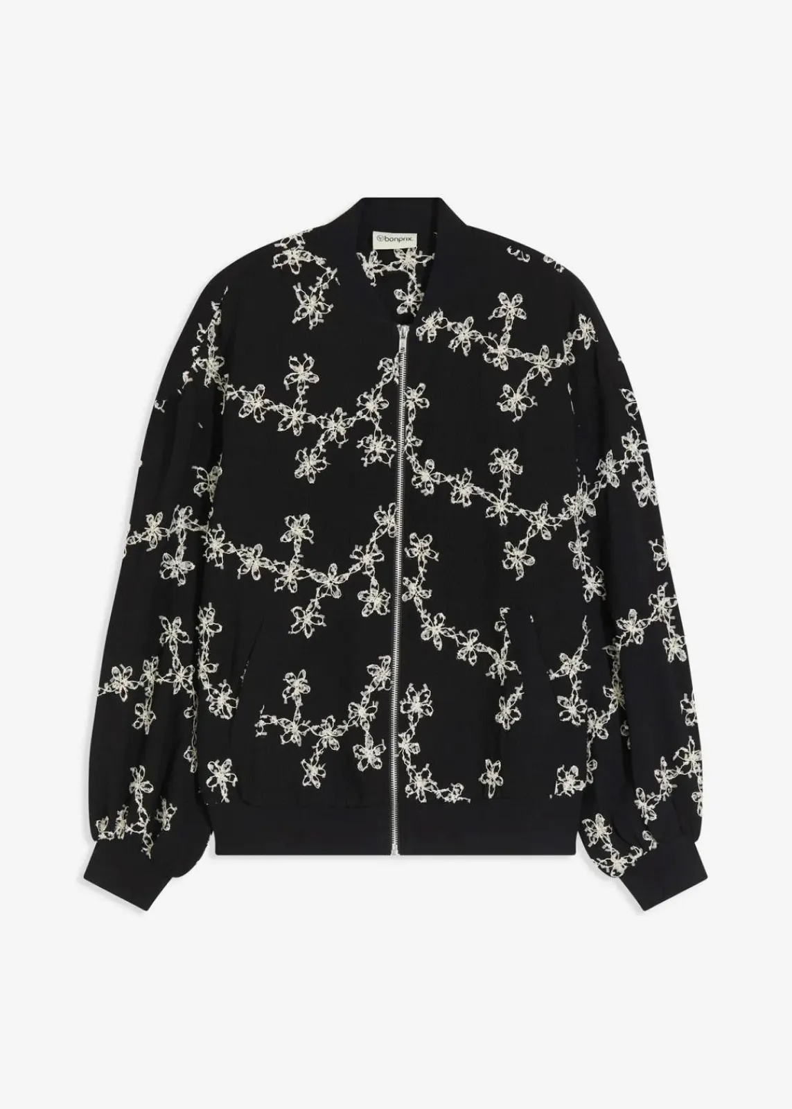 bonprix Bekleidung·Hosen|Jacken & Mäntel^Blouson mit Stickerei schwarz geblümt