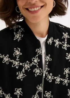 bonprix Bekleidung·Hosen|Jacken & Mäntel^Blouson mit Stickerei schwarz geblümt