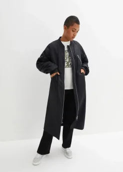 bonprix Nachhaltigere Materialien|Jacken & Mäntel^Blouson-Mantel mit Strickkragen schwarz