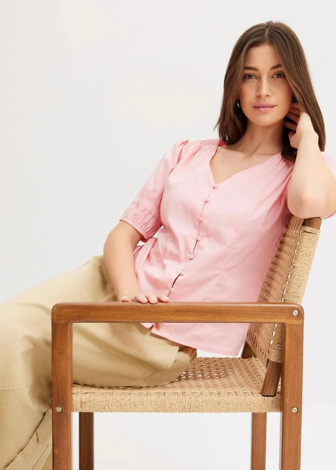 bonprix Bekleidung·Jacken & Mäntel|Blusen & Tuniken^Bluse aus Baumwoll-Mix softrosa