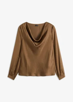 bonprix Bekleidung·Jacken & Mäntel|Nachhaltigere Materialien^Bluse aus feinem Satin nougatbraun