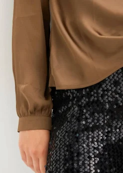 bonprix Bekleidung·Jacken & Mäntel|Nachhaltigere Materialien^Bluse aus feinem Satin nougatbraun