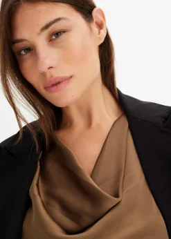 bonprix Bekleidung·Jacken & Mäntel|Nachhaltigere Materialien^Bluse aus feinem Satin nougatbraun