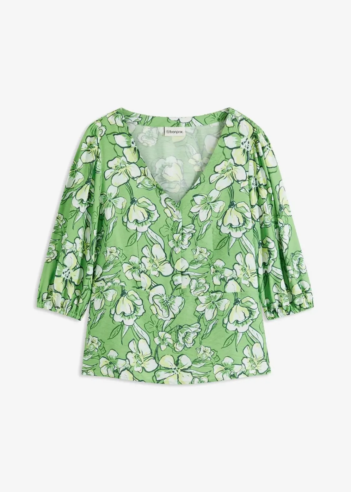 bonprix Bekleidung·Jacken & Mäntel|Blusen & Tuniken^Bluse aus feinem Viskose-Mix kleegrün bedruckt