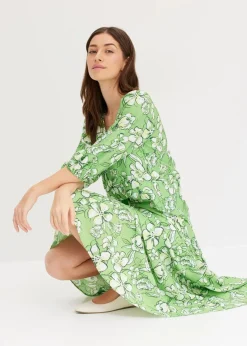 bonprix Bekleidung·Jacken & Mäntel|Blusen & Tuniken^Bluse aus feinem Viskose-Mix kleegrün bedruckt