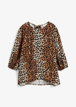 bonprix Blusen & Tuniken^Bluse aus feinem Viskose-Mix natur/schwarz/dunkelcognac leo washed bedruckt