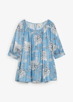 bonprix Bekleidung·Jacken & Mäntel|Blusen & Tuniken^Bluse aus feinem Viskose-Mix wellenblau bedruckt