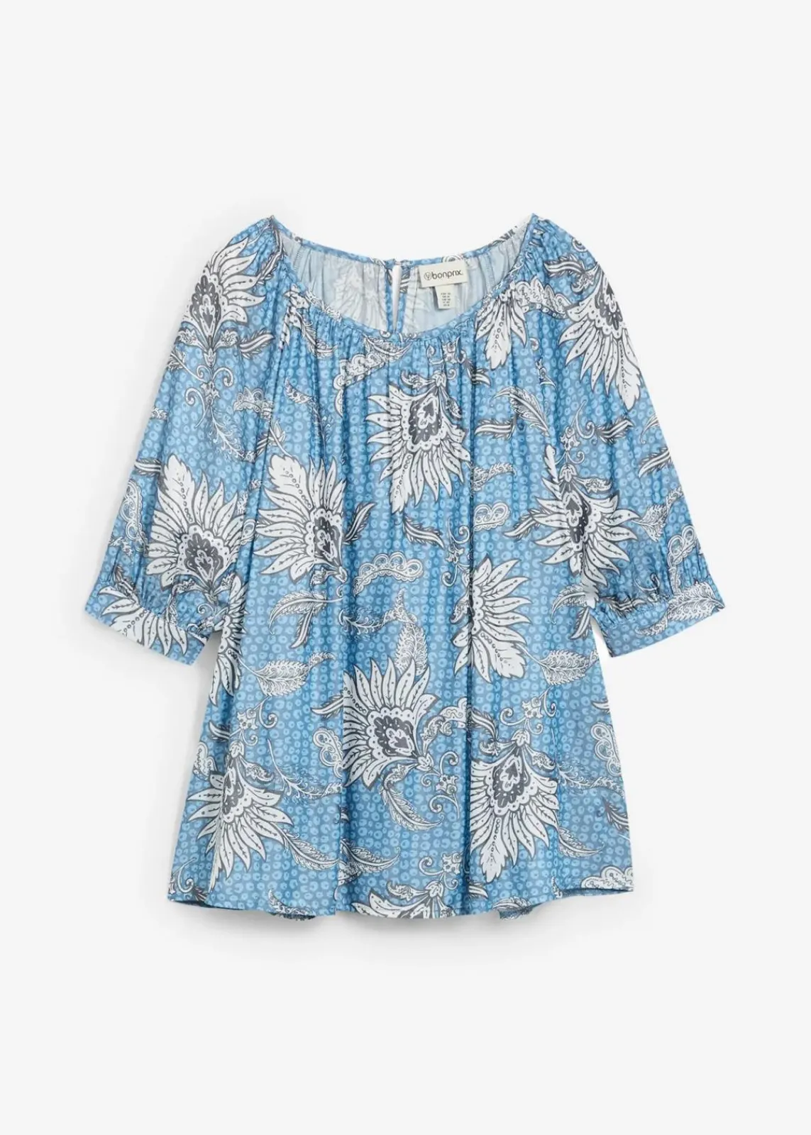bonprix Bekleidung·Jacken & Mäntel|Blusen & Tuniken^Bluse aus feinem Viskose-Mix wellenblau bedruckt