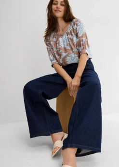 bonprix Blusen & Tuniken|Bekleidung·Jacken & Mäntel^Bluse aus feinem Viskose-Mix gewürzbraun bedruckt